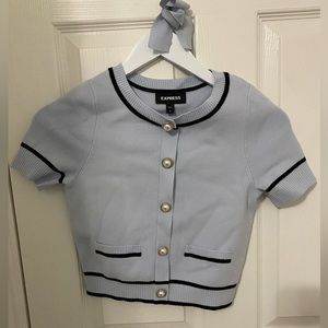 Express crop top pearl buttons
